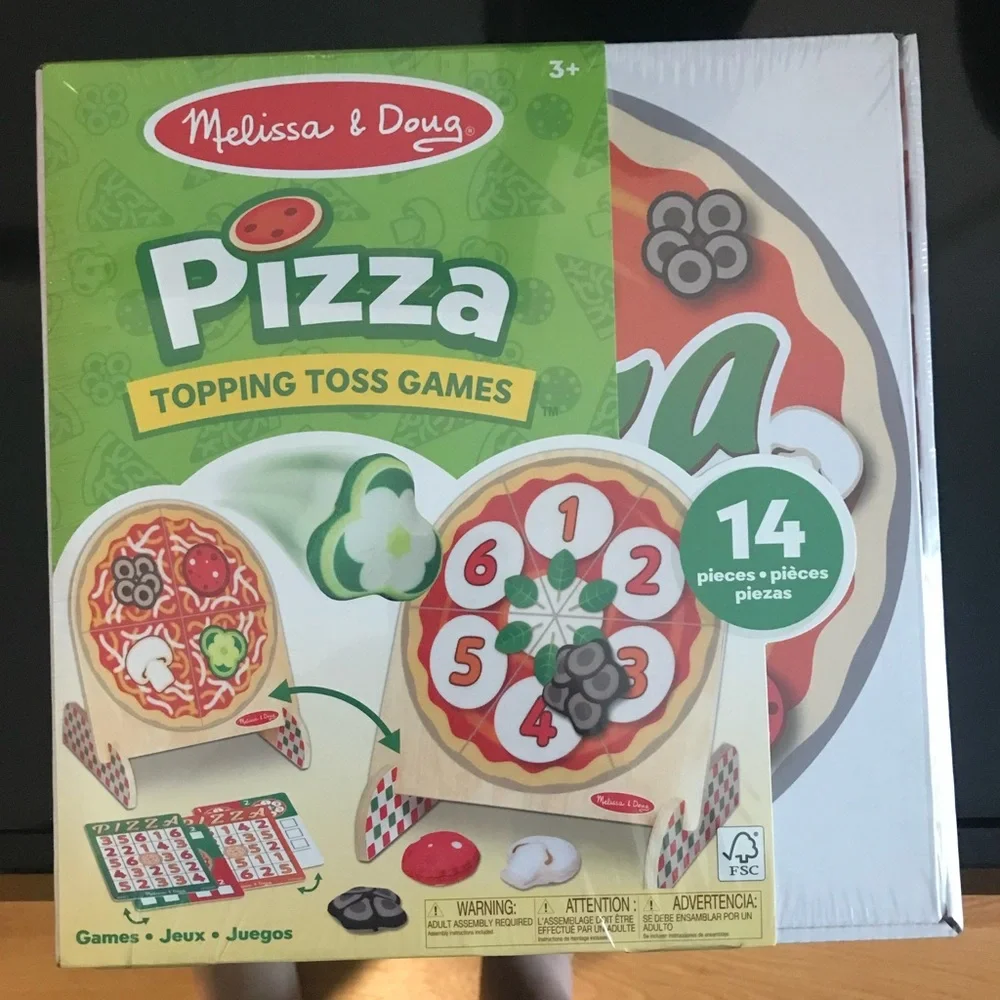 Melissa & Doug Wooden Double-Sided Pizza Topping Toss Games